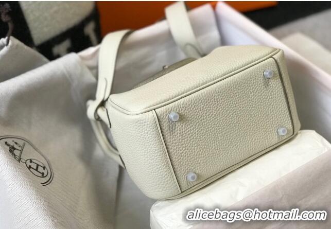 Reasonable Price Hermes Lindy Mini Bag 19cm in Grainy Calfskin H0113 Wool White/Silver