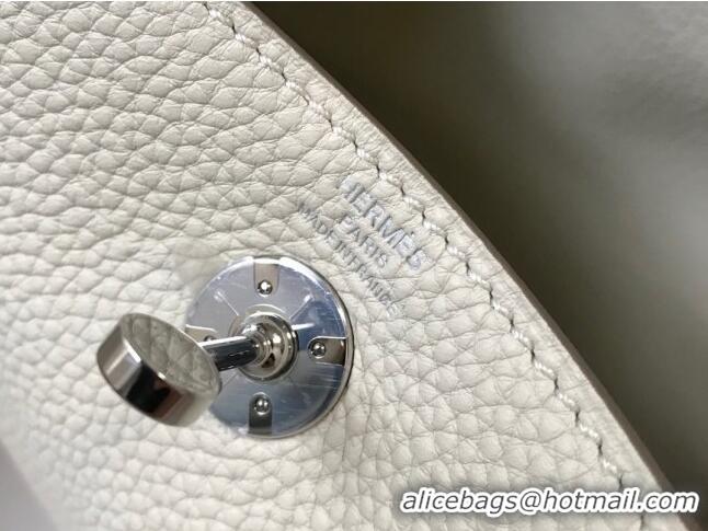 Reasonable Price Hermes Lindy Mini Bag 19cm in Grainy Calfskin H0113 Wool White/Silver