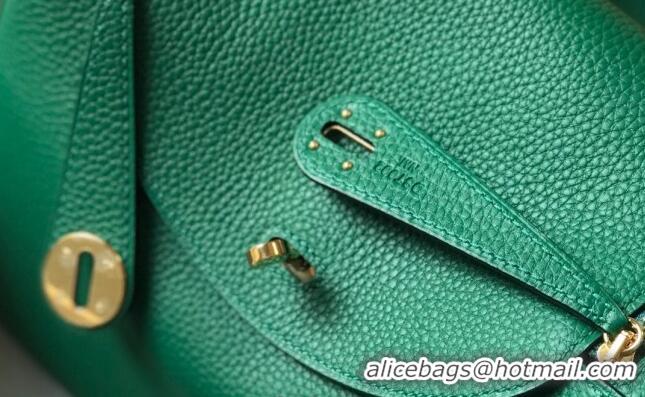 Buy Cheap Hermes Lindy 26cm/30cm Bag in Grainy Calfskin H0117 Emerald Green