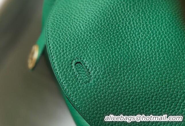 Buy Cheap Hermes Lindy 26cm/30cm Bag in Grainy Calfskin H0117 Emerald Green