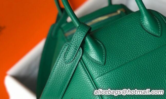 Buy Cheap Hermes Lindy 26cm/30cm Bag in Grainy Calfskin H0117 Emerald Green