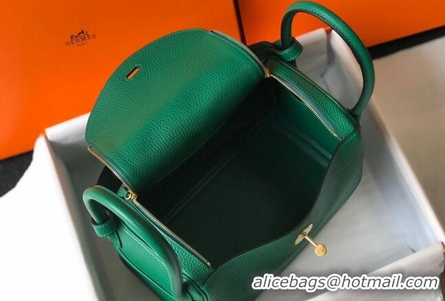 Buy Cheap Hermes Lindy 26cm/30cm Bag in Grainy Calfskin H0117 Emerald Green