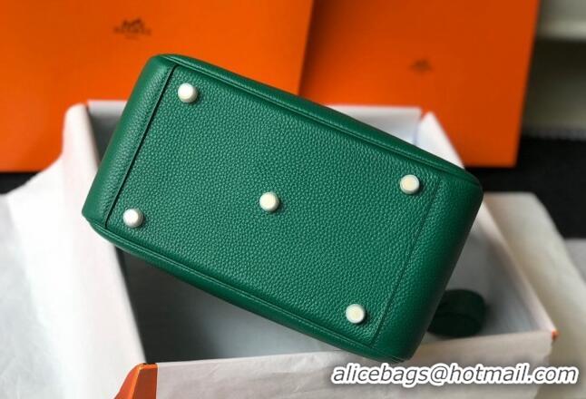 Buy Cheap Hermes Lindy 26cm/30cm Bag in Grainy Calfskin H0117 Emerald Green