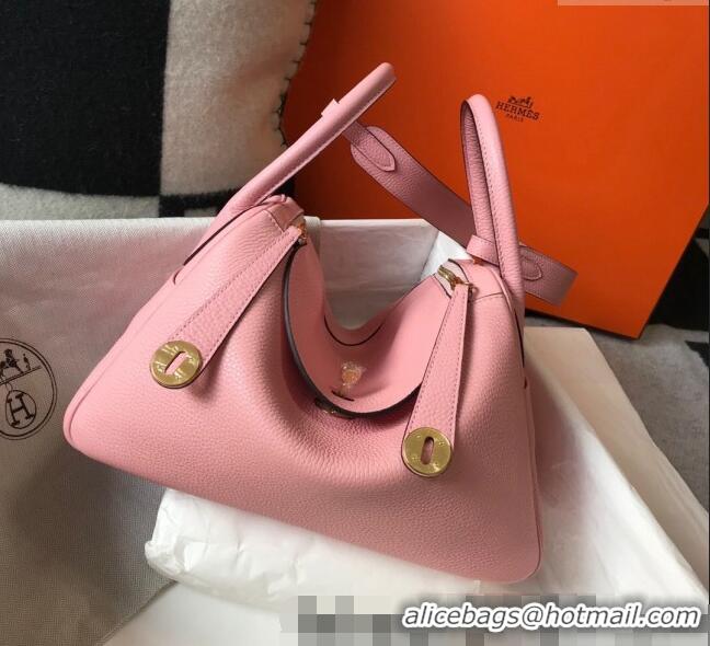 Grade Design Hermes Lindy 30cm Bag in Grainy Calfskin H0118 Milk Shake Pink/Gold