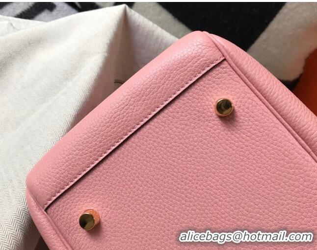 Grade Design Hermes Lindy 30cm Bag in Grainy Calfskin H0118 Milk Shake Pink/Gold