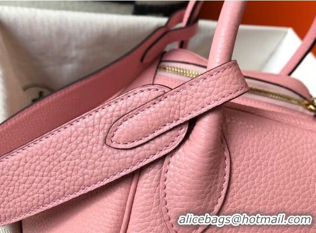 Grade Design Hermes Lindy 30cm Bag in Grainy Calfskin H0118 Milk Shake Pink/Gold