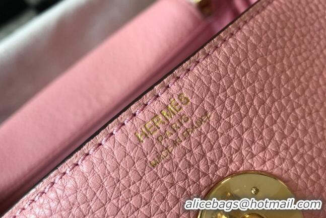 Grade Design Hermes Lindy 30cm Bag in Grainy Calfskin H0118 Milk Shake Pink/Gold