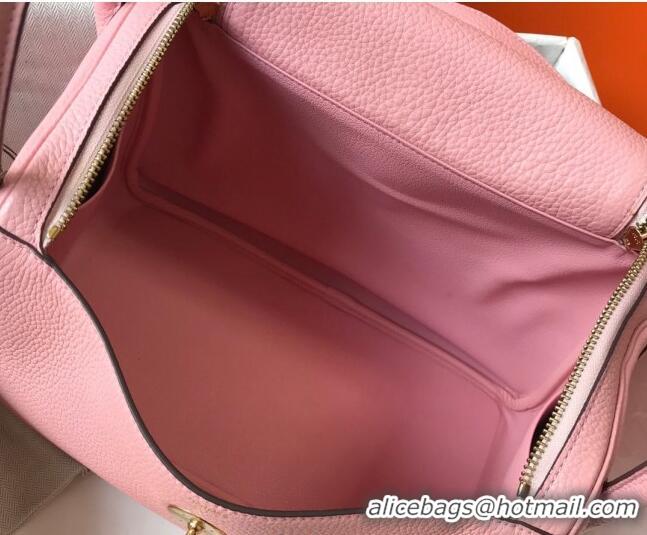 Grade Design Hermes Lindy 30cm Bag in Grainy Calfskin H0118 Milk Shake Pink/Gold