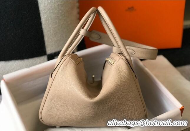 Best Design Hermes Lindy 26cm/30cm Bag in Grainy Calfskin H0117 Coat Beige/Gold