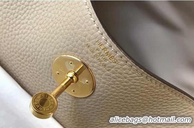 Best Design Hermes Lindy 26cm/30cm Bag in Grainy Calfskin H0117 Coat Beige/Gold