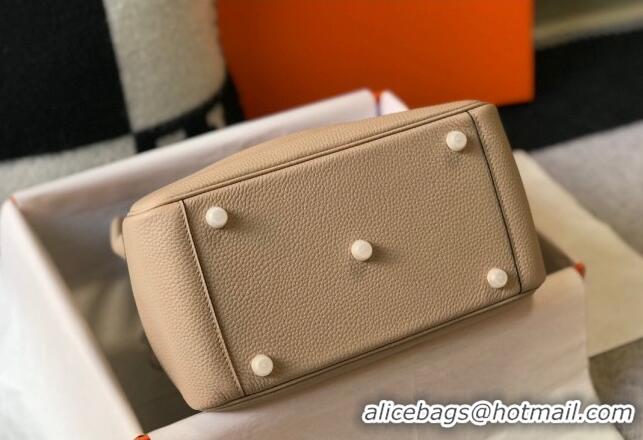 Best Design Hermes Lindy 26cm/30cm Bag in Grainy Calfskin H0117 Coat Beige/Gold