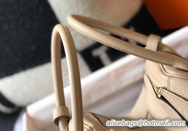 Best Design Hermes Lindy 26cm/30cm Bag in Grainy Calfskin H0117 Coat Beige/Gold