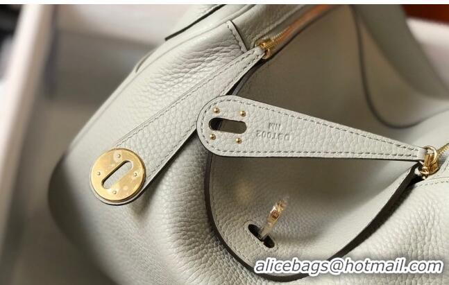 Hot Sell Cheap Hermes Lindy 26cm/30cm Bag in Grainy Calfskin H0117 Pearly Grey/Gold