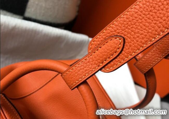 Super Quality Hermes Lindy 26cm/30cm Bag in Grainy Calfskin H0117 Orange/Silver