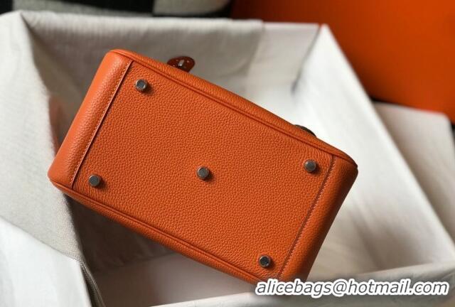 Super Quality Hermes Lindy 26cm/30cm Bag in Grainy Calfskin H0117 Orange/Silver