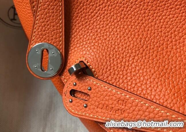 Super Quality Hermes Lindy 26cm/30cm Bag in Grainy Calfskin H0117 Orange/Silver