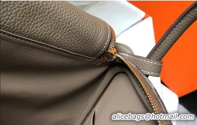 Best Luxury Hermes Lindy 30cm Bag in Grainy Calfskin Elephant H0118 Grey/Gold