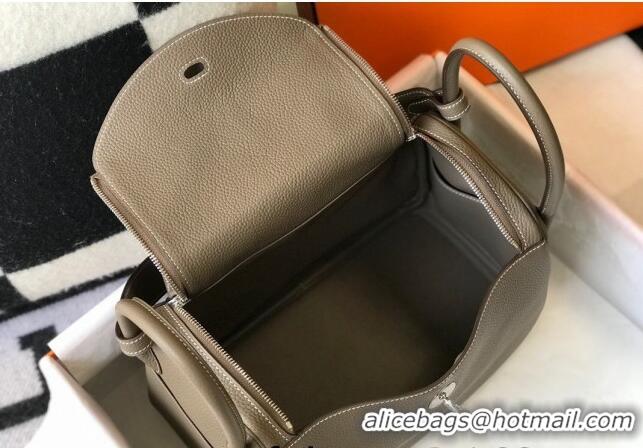 Good Quality Hermes Lindy 30cm Bag in Grainy Calfskin H0118 Elephant Grey/Silver