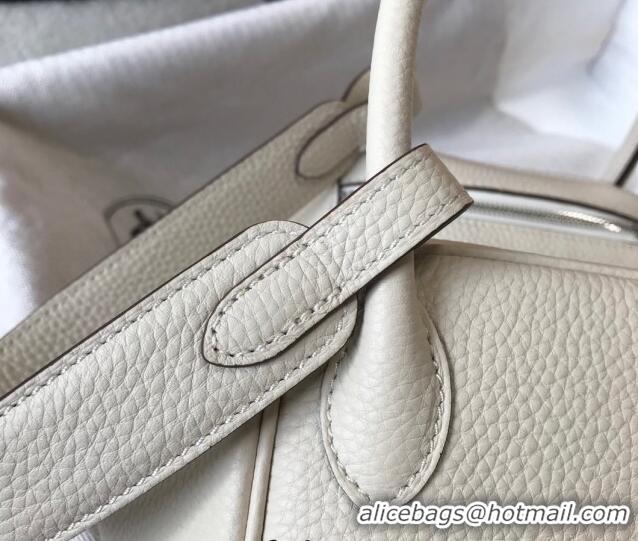 Discount Hermes Lindy 26cm/30cm Bag in Grainy Calfskin H0117 Wool White/Silver