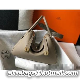 Top Quality Hermes Lindy 30cm Bag in Grainy Calfskin H0118 Dove Grey/Gold