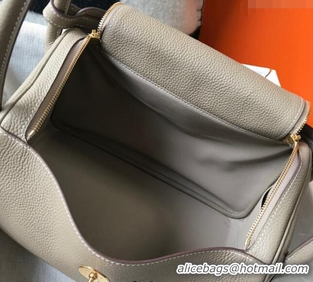 Top Quality Hermes Lindy 30cm Bag in Grainy Calfskin H0118 Dove Grey/Gold