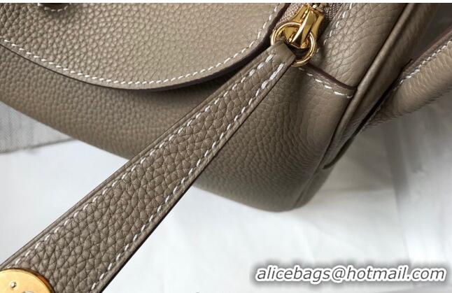 Top Quality Hermes Lindy 30cm Bag in Grainy Calfskin H0118 Dove Grey/Gold