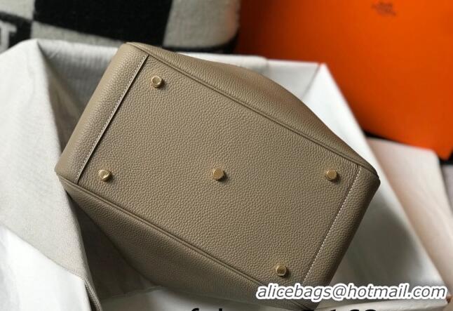 Top Quality Hermes Lindy 30cm Bag in Grainy Calfskin H0118 Dove Grey/Gold