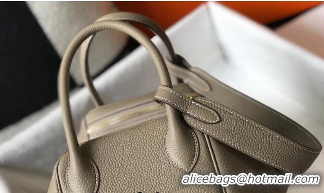 Top Quality Hermes Lindy 30cm Bag in Grainy Calfskin H0118 Dove Grey/Gold