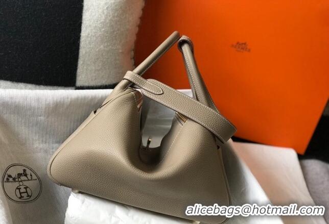 Top Quality Hermes Lindy 30cm Bag in Grainy Calfskin H0118 Dove Grey/Gold