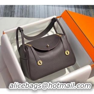 Buy Fashionable Hermes Lindy Bag 26/30cm in Grained Leather H0117 Ebony Brown