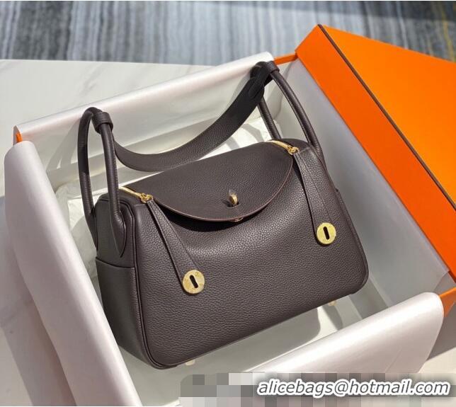 Buy Fashionable Hermes Lindy Bag 26/30cm in Grained Leather H0117 Ebony Brown