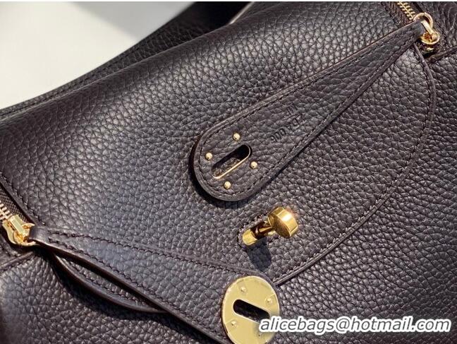 Buy Fashionable Hermes Lindy Bag 26/30cm in Grained Leather H0117 Ebony Brown