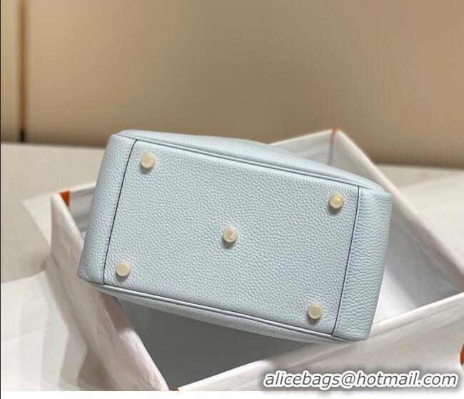 Free Shipping Hermes Lindy Bag 26cm/30cm in Grained Leather H0061 Grail Blue/Gold