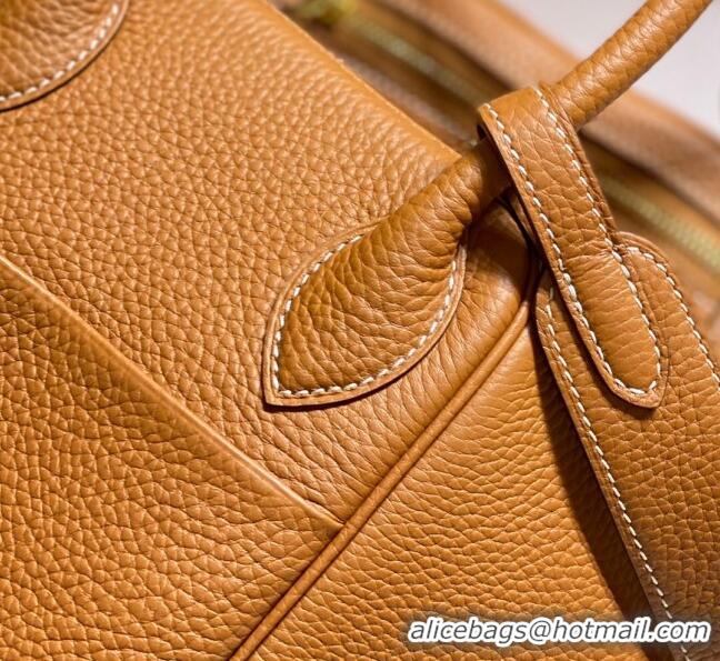 Good Product Hermes Lindy Bag 26cm/30cm in Grained Leather H0061 Golden Brown/Gold