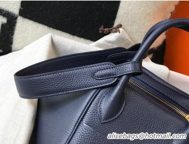 Top Quality Hermes Lindy Bag 26cm/30cm in Grained Leather H0061 Navy/Gold