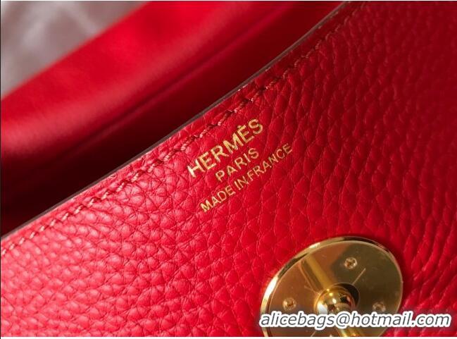 Grade Quality Hermes Lindy Bag 26cm/30cm in Grained Leather H0061 Red/Gold