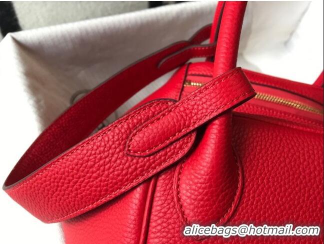 Grade Quality Hermes Lindy Bag 26cm/30cm in Grained Leather H0061 Red/Gold