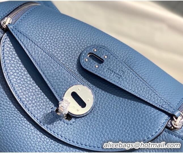 Shop Grade Hermes Lindy Bag 26cm/30cm in Grained Leather H0061 Agate Blue/Silver