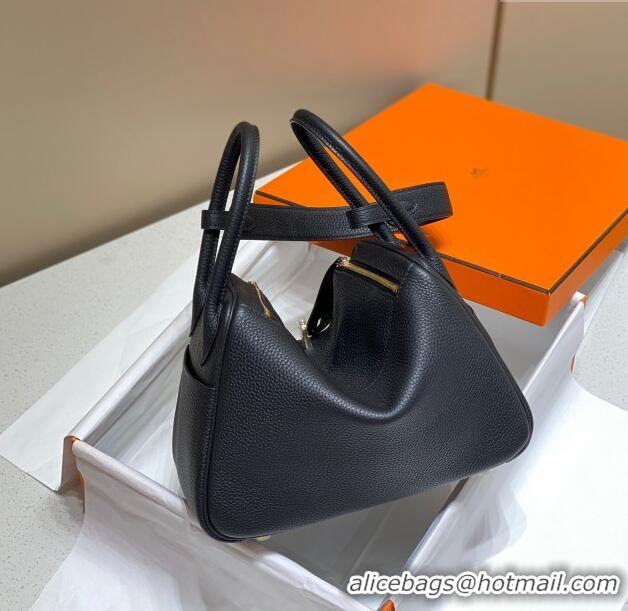 Well Crafted Hermes Lindy Bag 26cm/30cm in Grained Leather H0061 Black/Gold