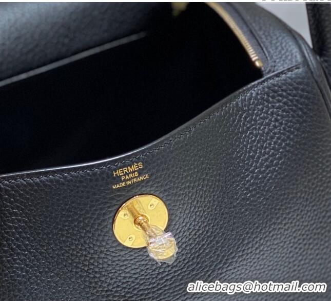 Well Crafted Hermes Lindy Bag 26cm/30cm in Grained Leather H0061 Black/Gold