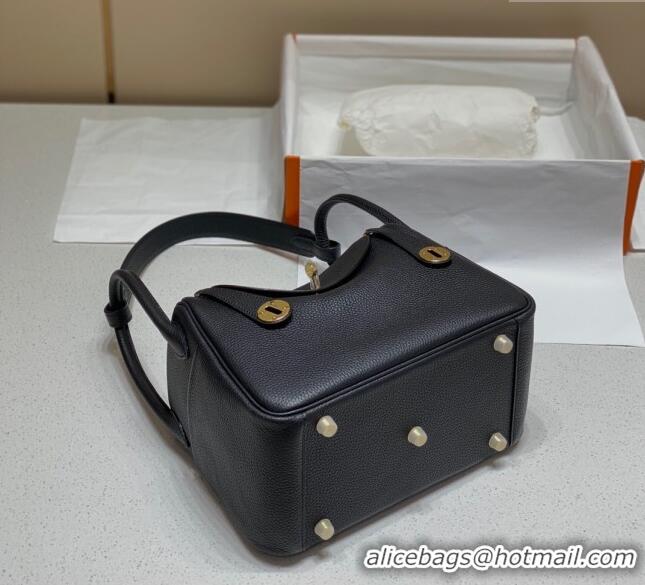 Well Crafted Hermes Lindy Bag 26cm/30cm in Grained Leather H0061 Black/Gold