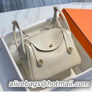 Well Crafted Hermes Lindy Bag 26/30cm in Grained Leather H0061 Wool White/Gold