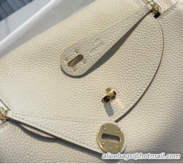 Well Crafted Hermes Lindy Bag 26/30cm in Grained Leather H0061 Wool White/Gold