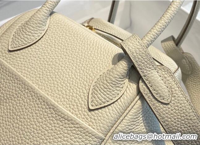 Well Crafted Hermes Lindy Bag 26/30cm in Grained Leather H0061 Wool White/Gold