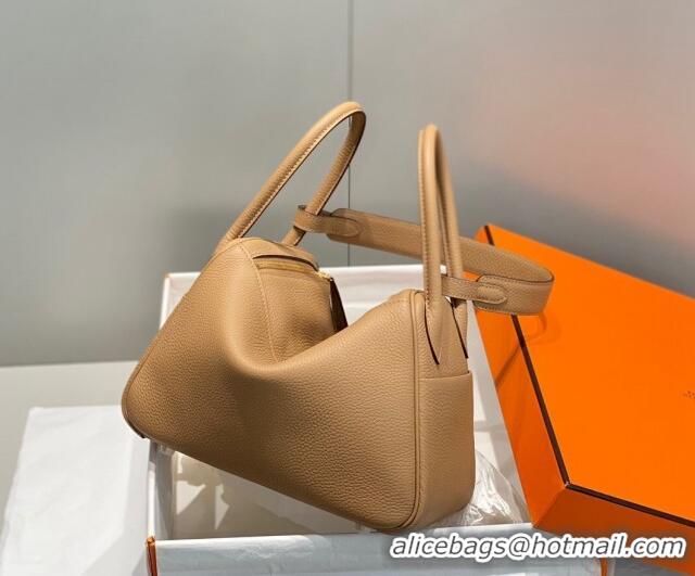 Good Quality Hermes Lindy Bag 26cm in Togo Calfskin H7100 Milky Tea Brown