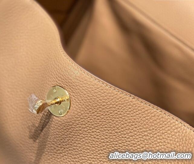 Good Quality Hermes Lindy Bag 26cm in Togo Calfskin H7100 Milky Tea Brown