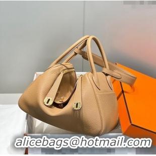 Reasonable Price Hermes Lindy Bag 30cm in Togo Calfskin H7101 Milky Tea Brown