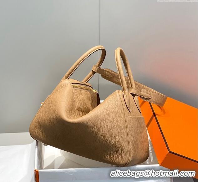 Reasonable Price Hermes Lindy Bag 30cm in Togo Calfskin H7101 Milky Tea Brown