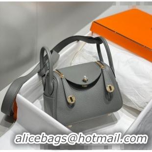 Reasonable Price Hermes Lindy Mini Bag 19cm in Grainy Calfskin H7102 Cloud Grey