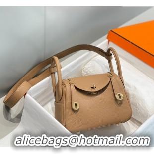 Affordable Price Hermes Lindy Mini Bag 19cm in Grainy Calfskin H7102 Milky Tea Brown